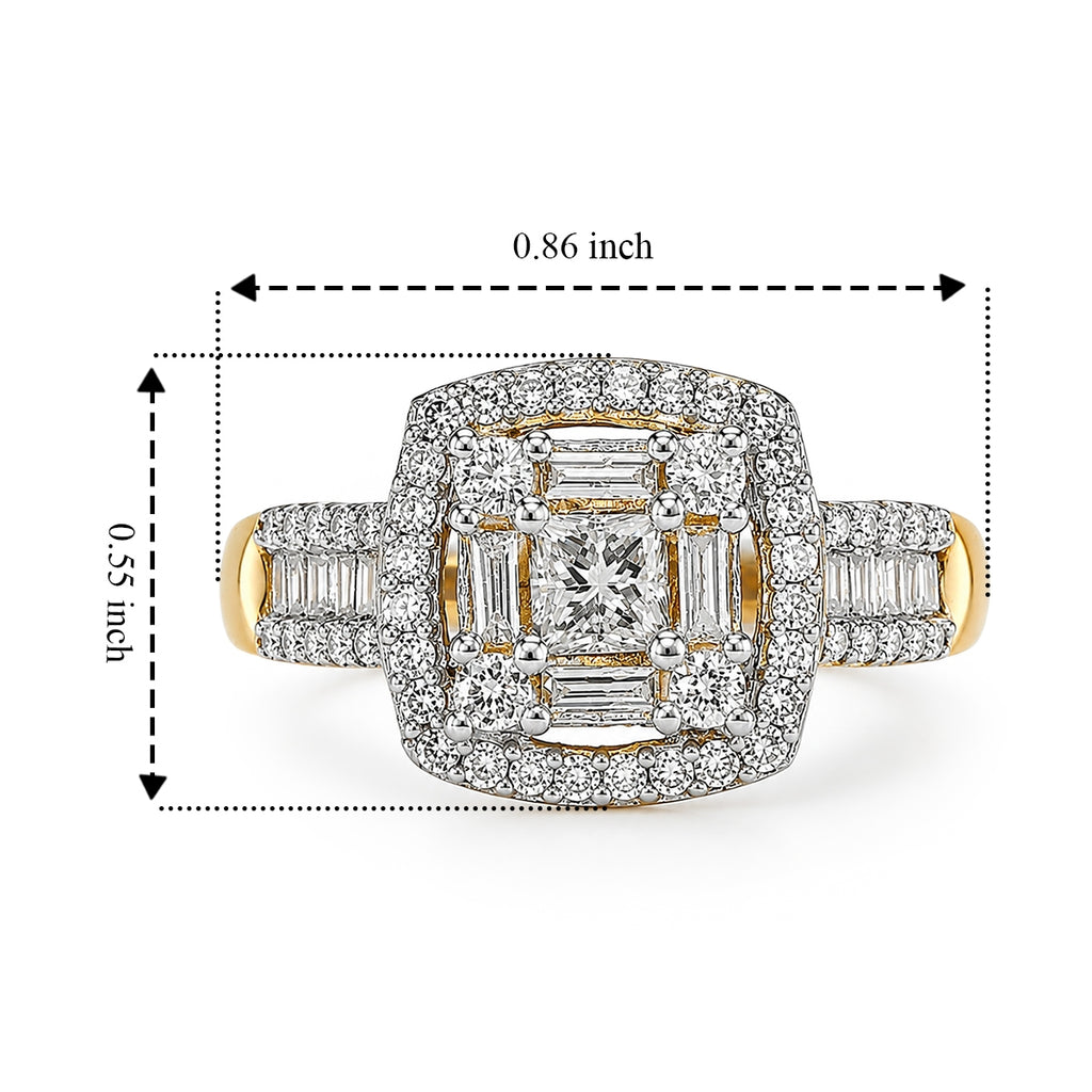 Luxuriant - Lab Grown Diamond (SI/G-H) Halo Ring in 18K Vermeil Yellow Gold Plated Sterling Silver 1.00 Ct._8638147_5