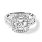 Luxuriant - Lab Grown Diamond (SI/G-H) Halo Ring in Rhodium Overlay Sterling Silver 1.00 Ct._8638186