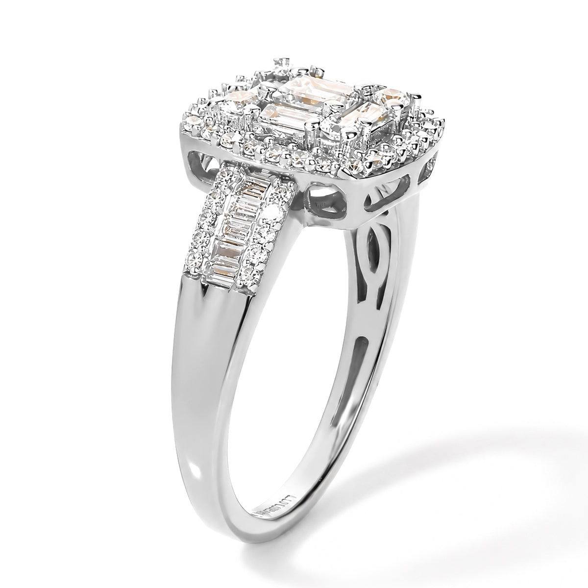 Luxuriant - Lab Grown Diamond (SI/G-H) Halo Ring in Rhodium Overlay Sterling Silver 1.00 Ct. 8638186 3