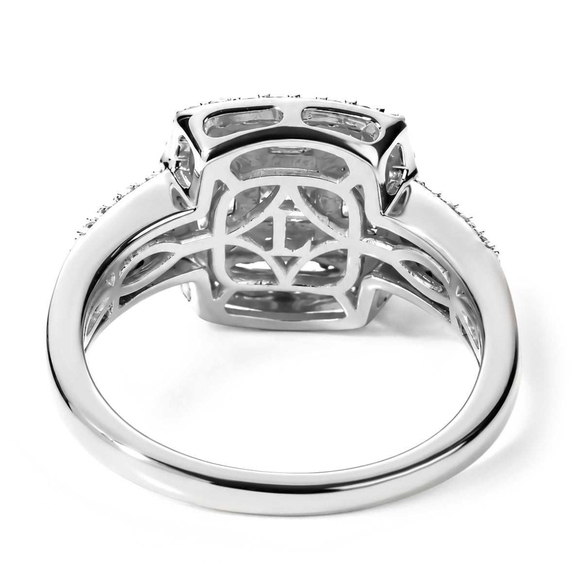 Luxuriant - Lab Grown Diamond (SI/G-H) Halo Ring in Rhodium Overlay Sterling Silver 1.00 Ct. 8638186 4