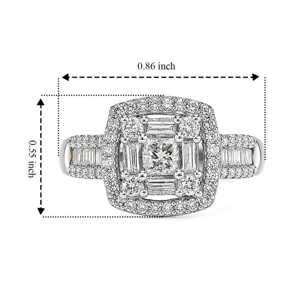 Luxuriant - Lab Grown Diamond (SI/G-H) Halo Ring in Rhodium Overlay Sterling Silver 1.00 Ct._8638186_5