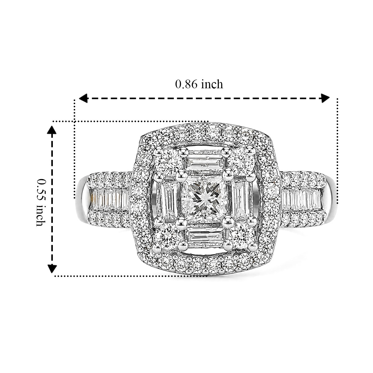 Luxuriant - Lab Grown Diamond (SI/G-H) Halo Ring in Rhodium Overlay Sterling Silver 1.00 Ct. 8638186 5