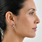 D'Joy - Premium African Ruby & White Zircon Dangling Earring with Push Post in Yellow Gold Plated Sterling Silver 2.87 Ct._8638614_2