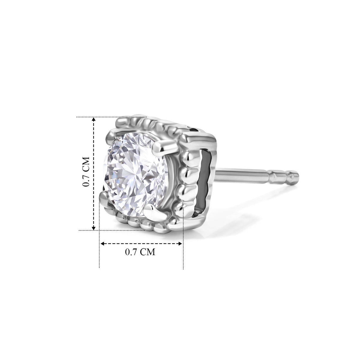 D'Joy - Moissanite Solitaire Stud Push Post Earring in Platinum Overlay Sterling Silver V32528609 5