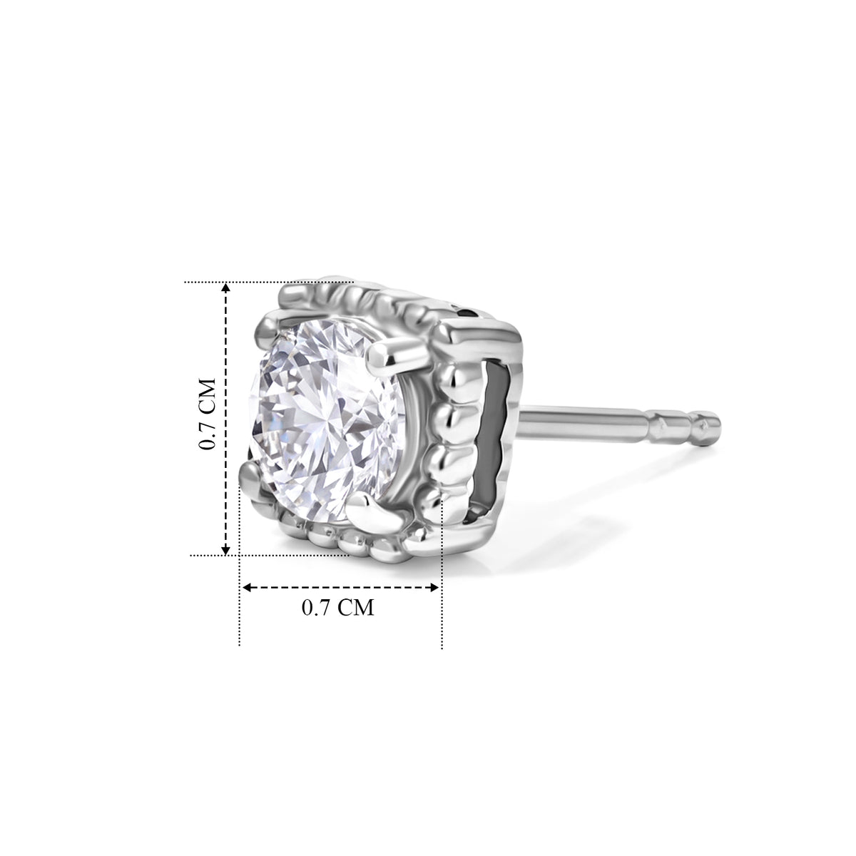 D'Joy - Moissanite Solitaire Stud Push Post Earring in Platinum Overlay Sterling Silver V32528609 5