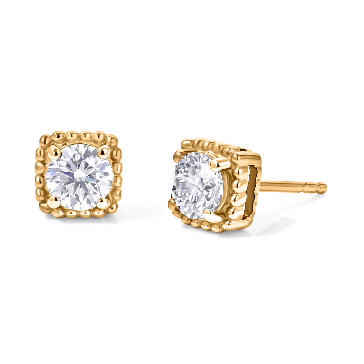 D'Joy - Moissanite Solitaire Stud Push Post Earring in Yellow Gold Plated Sterling Silver V32528238 0