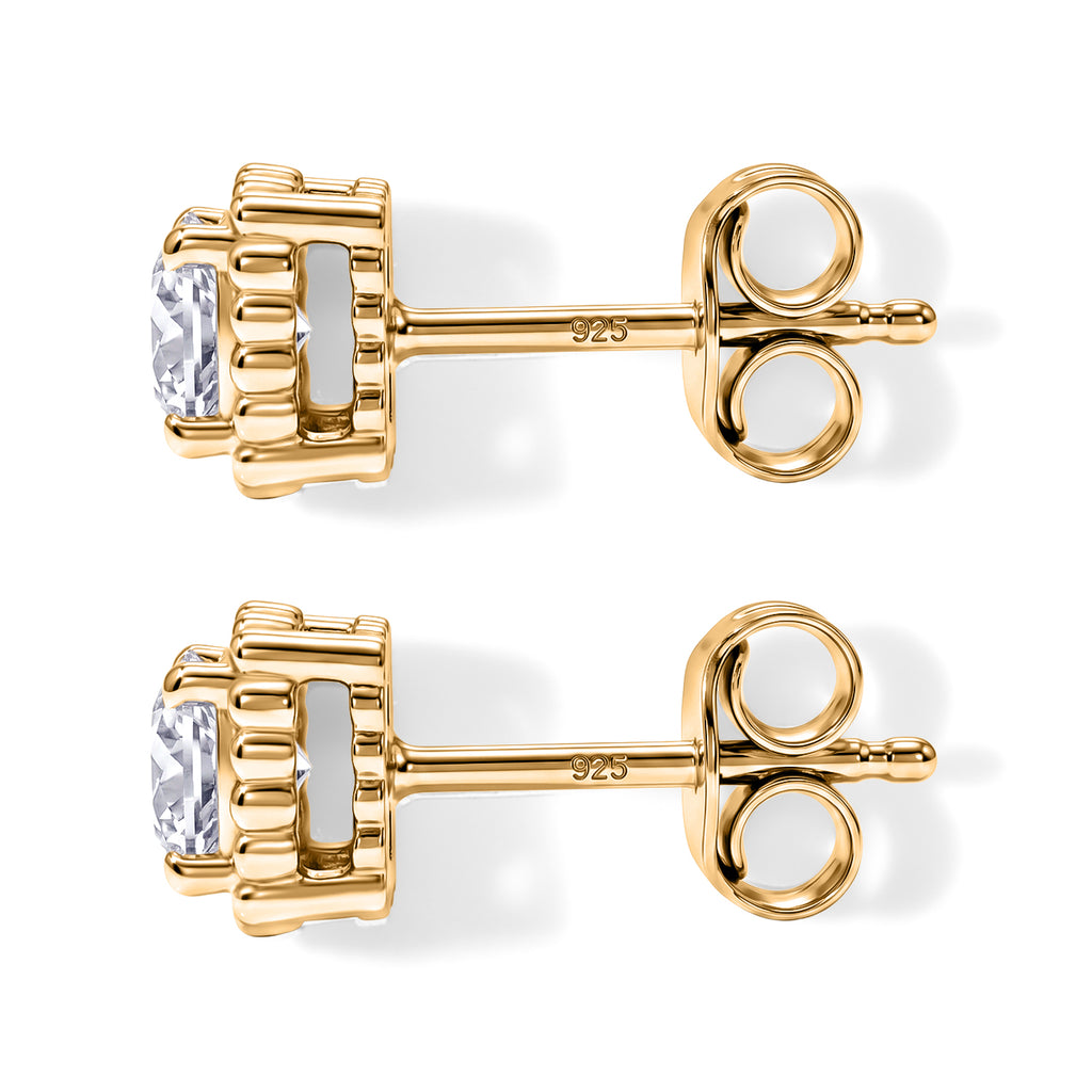 D'Joy - Moissanite Solitaire Stud Push Post Earring in Yellow Gold Plated Sterling Silver_8638695_3