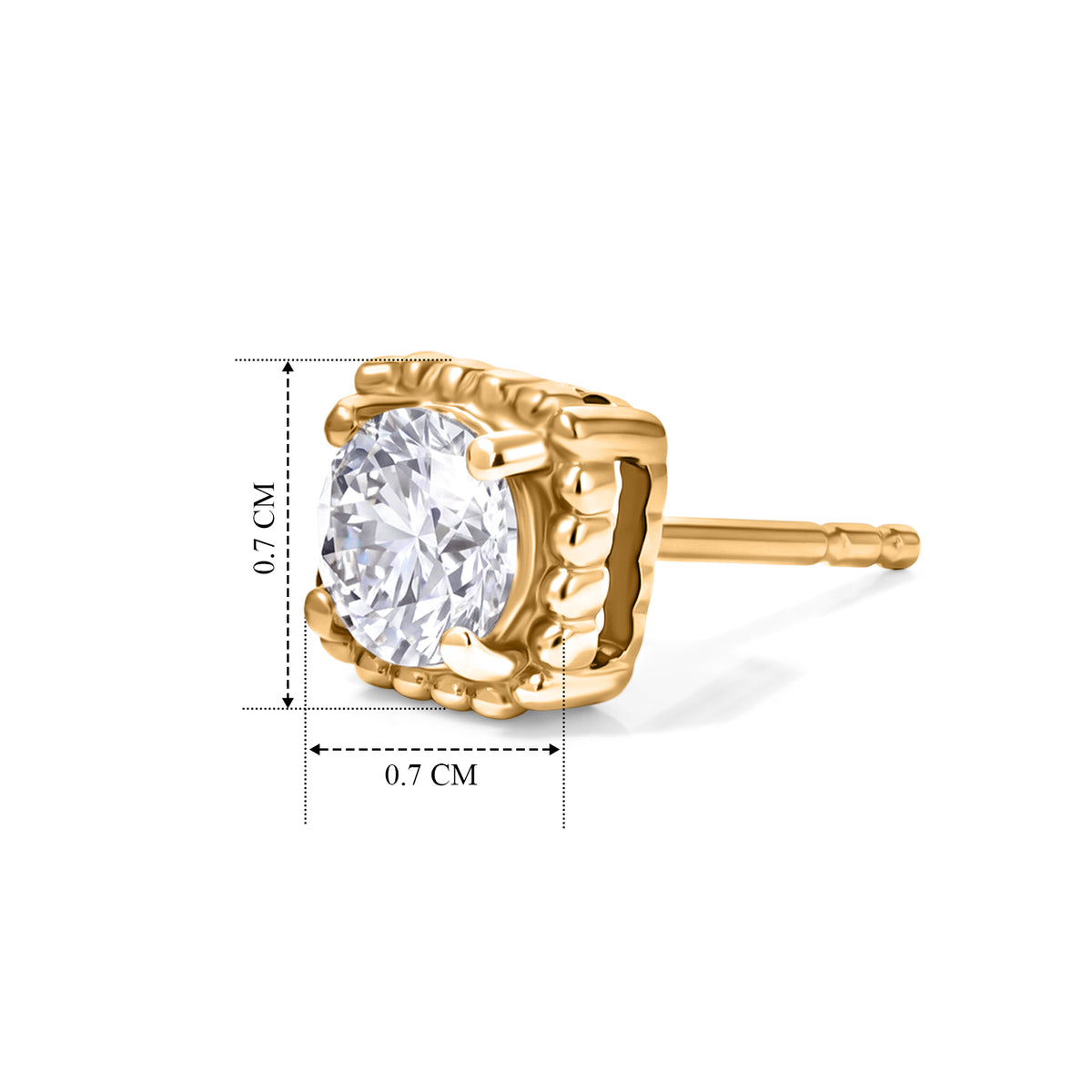 D'Joy - Moissanite Solitaire Stud Push Post Earring in Yellow Gold Plated Sterling Silver V32528238 5
