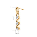 D'Joy - Moissanite Trilogy Earring with Push Post in Yellow Gold Plated Sterling Silver_8638697_4