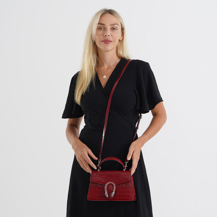 Inspired By Italian Designer- LA Marey Signature 100% Top Grain Genuine Leather Bag - Dark Red 8638754 2