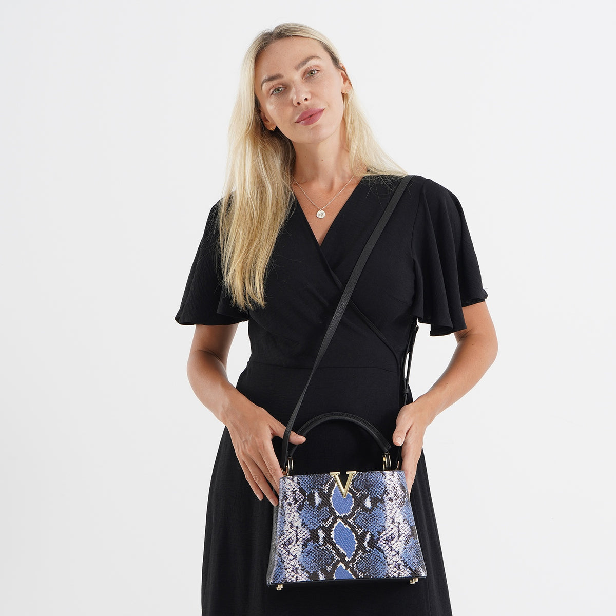 La Marey Signature Womens Genuine Leather Snakeskin Bag - Blue 8638850 2