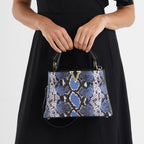 La Marey Signature Womens Genuine Leather Snakeskin Bag - Blue_8638850_2