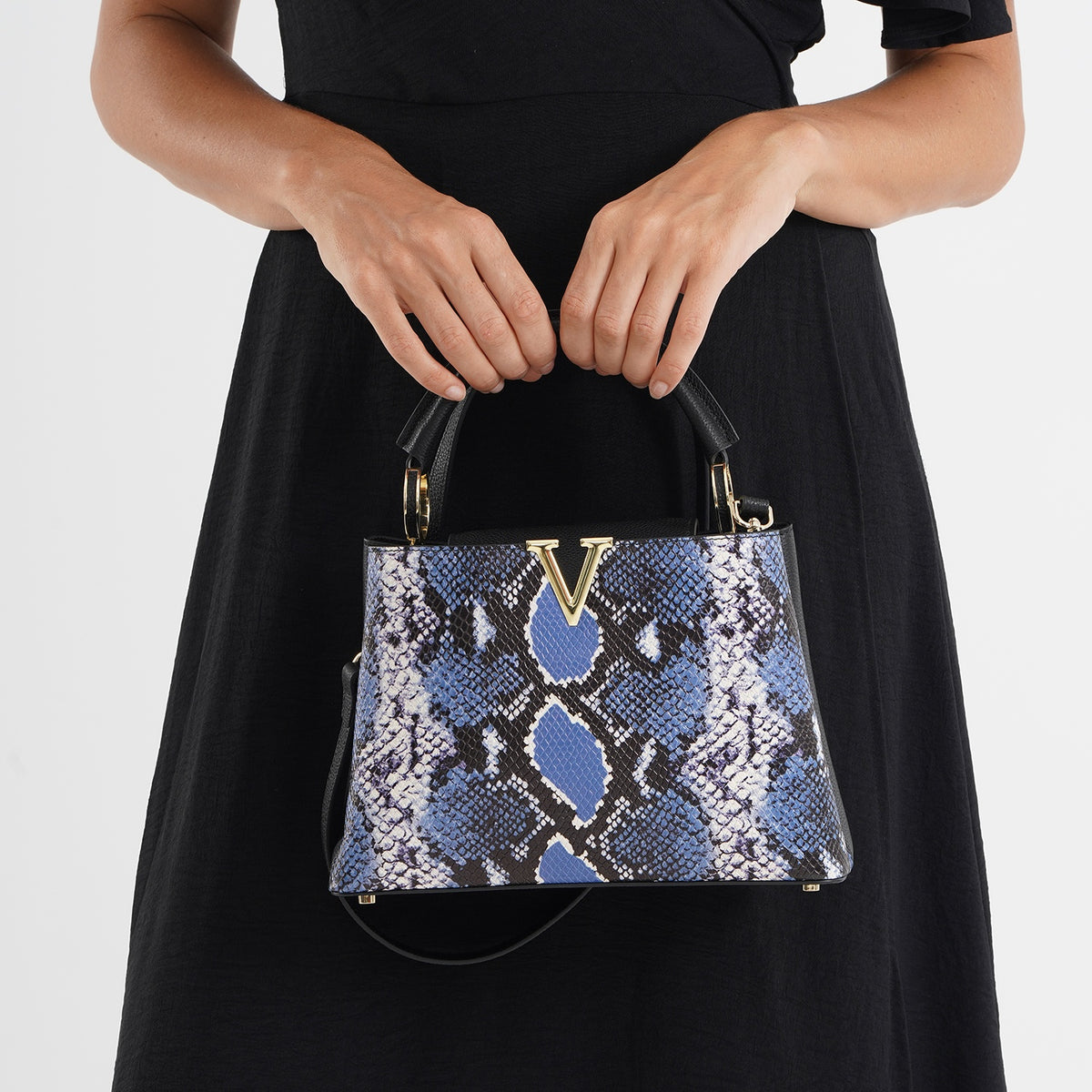 La Marey Signature Womens Genuine Leather Snakeskin Bag - Blue 8638850 3