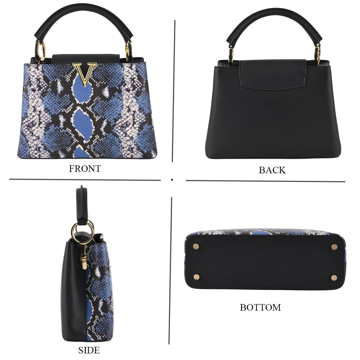 La Marey Signature Womens Genuine Leather Snakeskin Bag - Blue 8638850 4