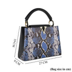 La Marey Signature Womens Genuine Leather Snakeskin Bag - Blue_8638850_5