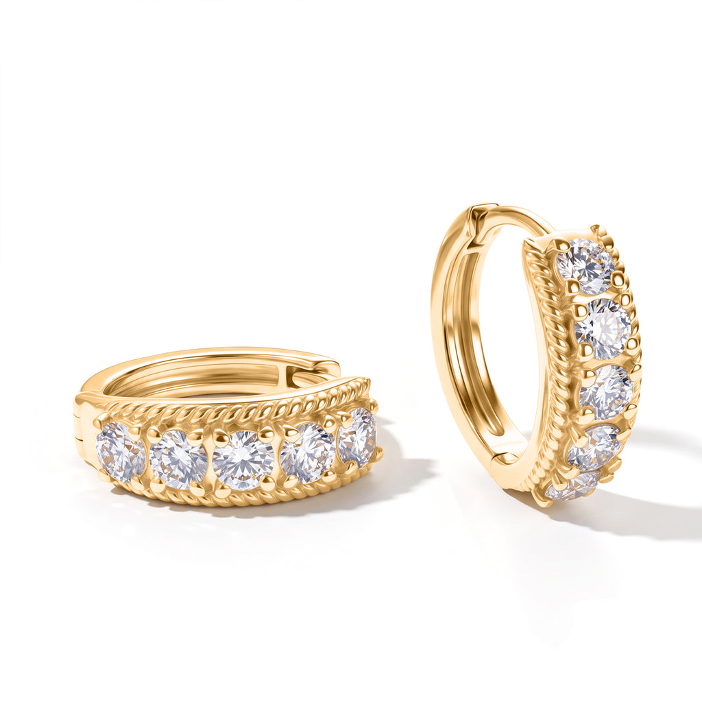 D'Joy - Moissanite Hoop Earring with Clasp Back in Yellow Gold Plated Sterling Silver 1.00 Ct._8640050
