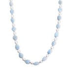 Aquamarine & White Fresh Water Pearl Beads Necklace (Size - 20) with Senorita Clasp 190.00 Ct._8641818