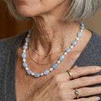Aquamarine & White Fresh Water Pearl Beads Necklace (Size - 20) with Senorita Clasp 190.00 Ct._8641818_2