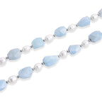 Aquamarine & White Fresh Water Pearl Beads Necklace (Size - 20) with Senorita Clasp 190.00 Ct._8641818_3