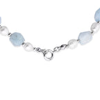 Aquamarine & White Fresh Water Pearl Beads Necklace (Size - 20) with Senorita Clasp 190.00 Ct._8641818_4