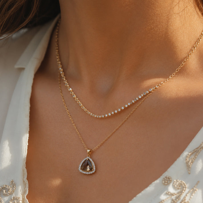 Rhapsody - 18K Yellow Gold AAAA Turkizite &amp; White Diamond (VS/E-F) Halo Pendant 5.50 Ct. 8641888 2