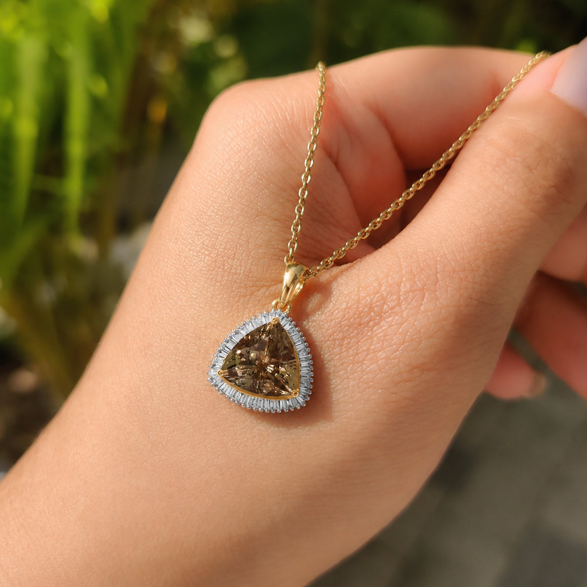 Rhapsody - 18K Yellow Gold AAAA Turkizite &amp; White Diamond (VS/E-F) Halo Pendant 5.50 Ct. 8641888 4