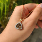 Rhapsody - 18K Yellow Gold AAAA Turkizite & White Diamond (VS/E-F) Halo Pendant 5.50 Ct._8641888_3