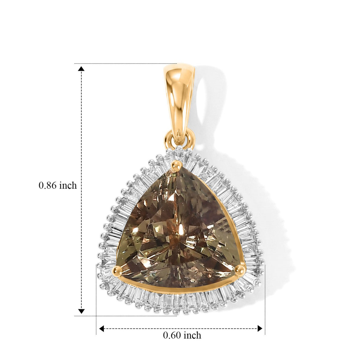 Rhapsody - 18K Yellow Gold AAAA Turkizite &amp; White Diamond (VS/E-F) Halo Pendant 5.50 Ct. 8641888 6