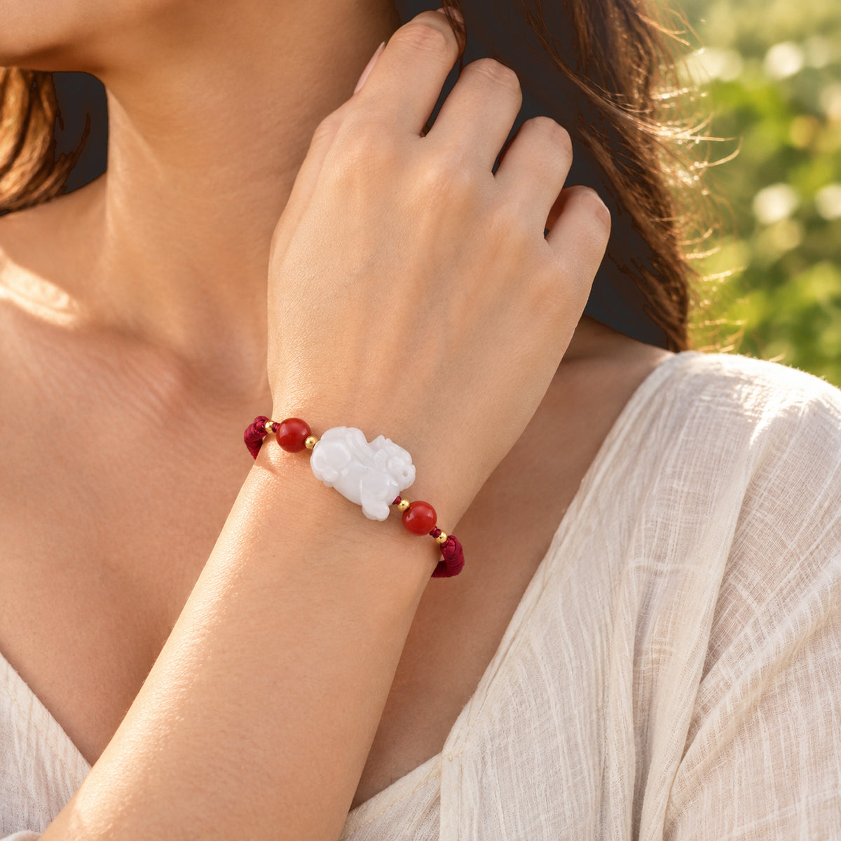 D'Joy Jade, Natural Red Cinnabar Beads Bracelet Sterling Silver  30.000  Ct. 8642232 1