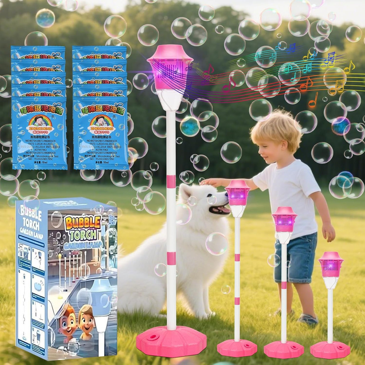 Magical Garden Bubble Torch Stand-Up Automatic Bubble Machine - Pink 8642436 0