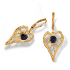 EverTrue - Fissure Filled Blue Sapphire Heart Dangle Earring with Lever Back in Yellow Gold Tone 1.50 Ct._8642554