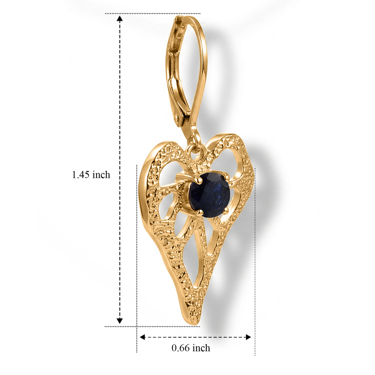 EverTrue - Fissure Filled Blue Sapphire Heart Dangle Earring with Lever Back in Yellow Gold Tone 1.50 Ct. V32539376 3