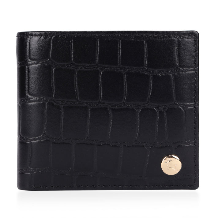 ONE TIME CLOSEOUT DEAL - Ashwood Genuine Leather Croc-Embossed RFID Protected Wallet &amp; Card Holder - Black 8642606 1