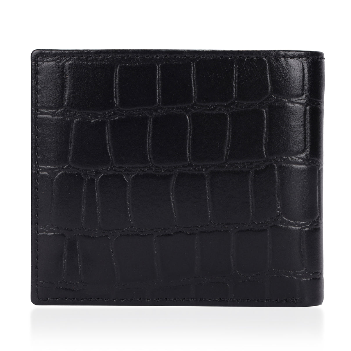 ONE TIME CLOSEOUT DEAL - Ashwood Genuine Leather Croc-Embossed RFID Protected Wallet &amp; Card Holder - Black 8642606 1