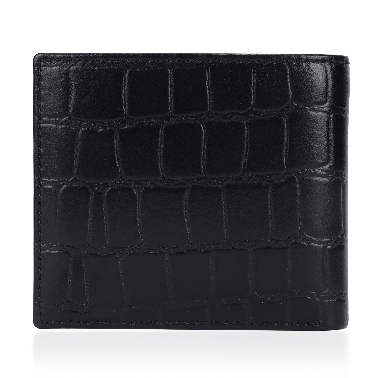 ONE TIME CLOSEOUT DEAL - Ashwood Genuine Leather Croc-Embossed RFID Protected Wallet &amp; Card Holder - Black 8642606 1