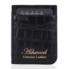 ONE TIME CLOSEOUT DEAL - Ashwood Genuine Leather Croc-Embossed RFID Protected Wallet & Card Holder - Black_8642606_4