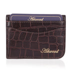 ONE TIME CLOSEOUT DEAL - Ashwood Genuine Leather Croc-Embossed RFID Protected Wallet & Card Holder - Brown_8642607_3