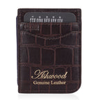 ONE TIME CLOSEOUT DEAL - Ashwood Genuine Leather Croc-Embossed RFID Protected Wallet & Card Holder - Brown_8642607_4
