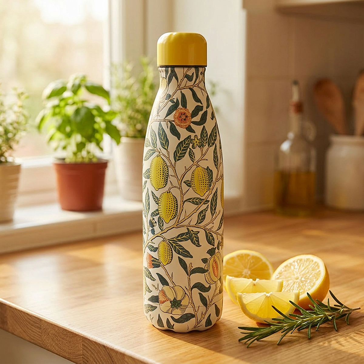 Lemon Print Drinks Bottle - Yellow V32520422 0