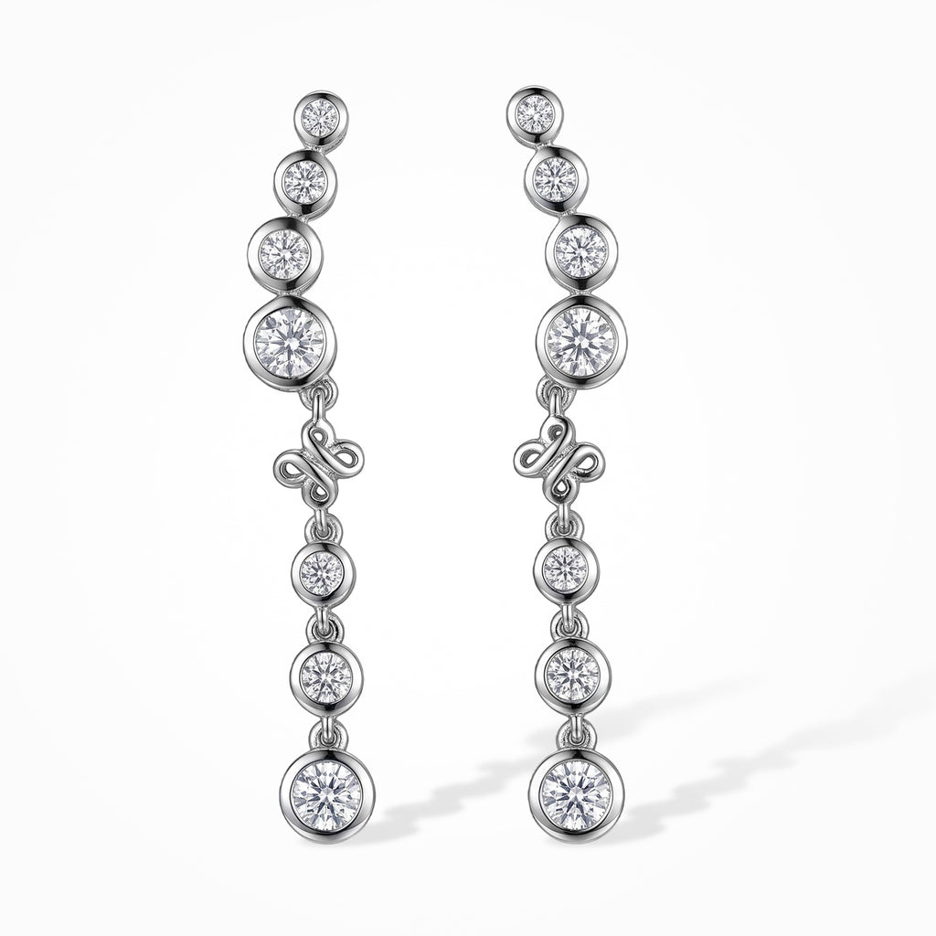 D'Joy - Moissanite Dangling Earring with Push Post in Platinum Overlay Sterling Silver 1.60 Ct._8643518