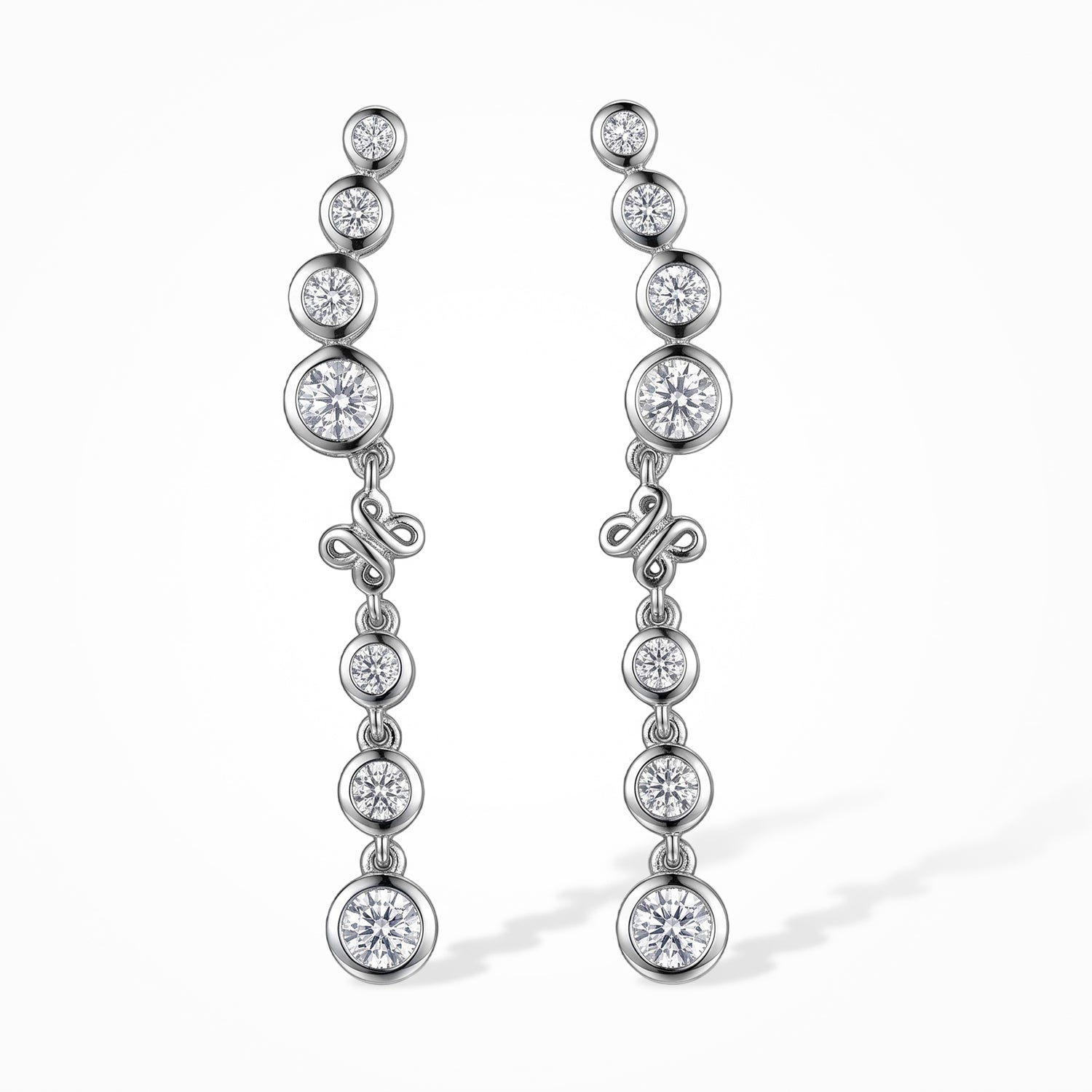 D'Joy - Moissanite Dangling Earring with Push Post in Platinum Overlay Sterling Silver 1.60 Ct. V32514365 0