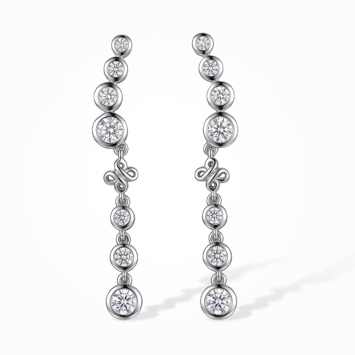 D'Joy - Moissanite Dangling Earring with Push Post in Platinum Overlay Sterling Silver 1.60 Ct. 8643518 1