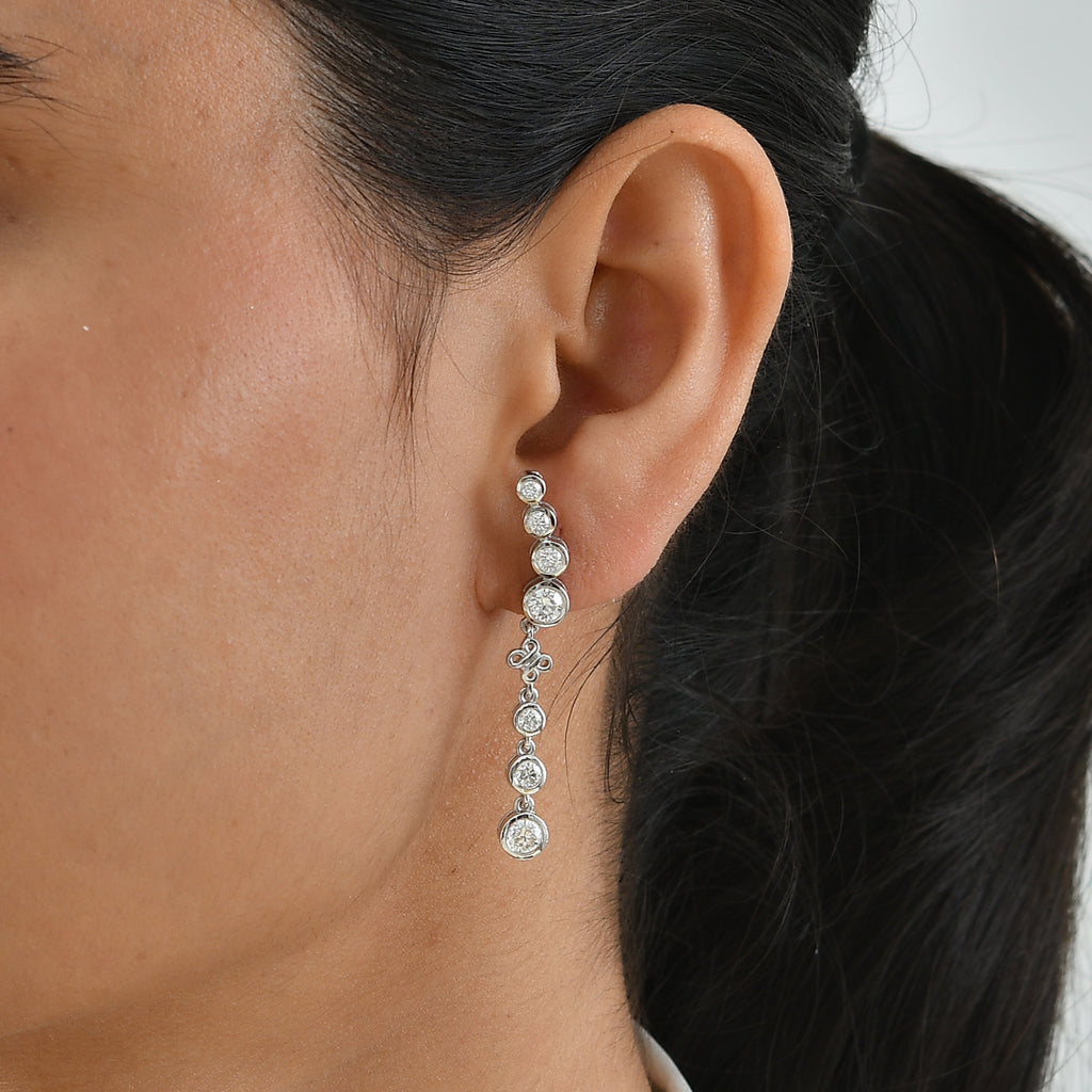 D'Joy - Moissanite Dangling Earring with Push Post in Platinum Overlay Sterling Silver 1.60 Ct._8643518_1