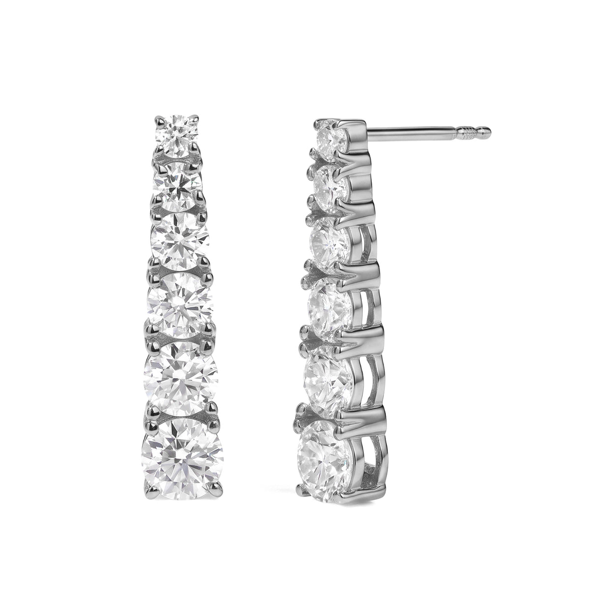 D'Joy - Moissanite Journey Earring with Push Post in Platinum Overlay Sterling Silver 2.70 Ct. V32566428 0