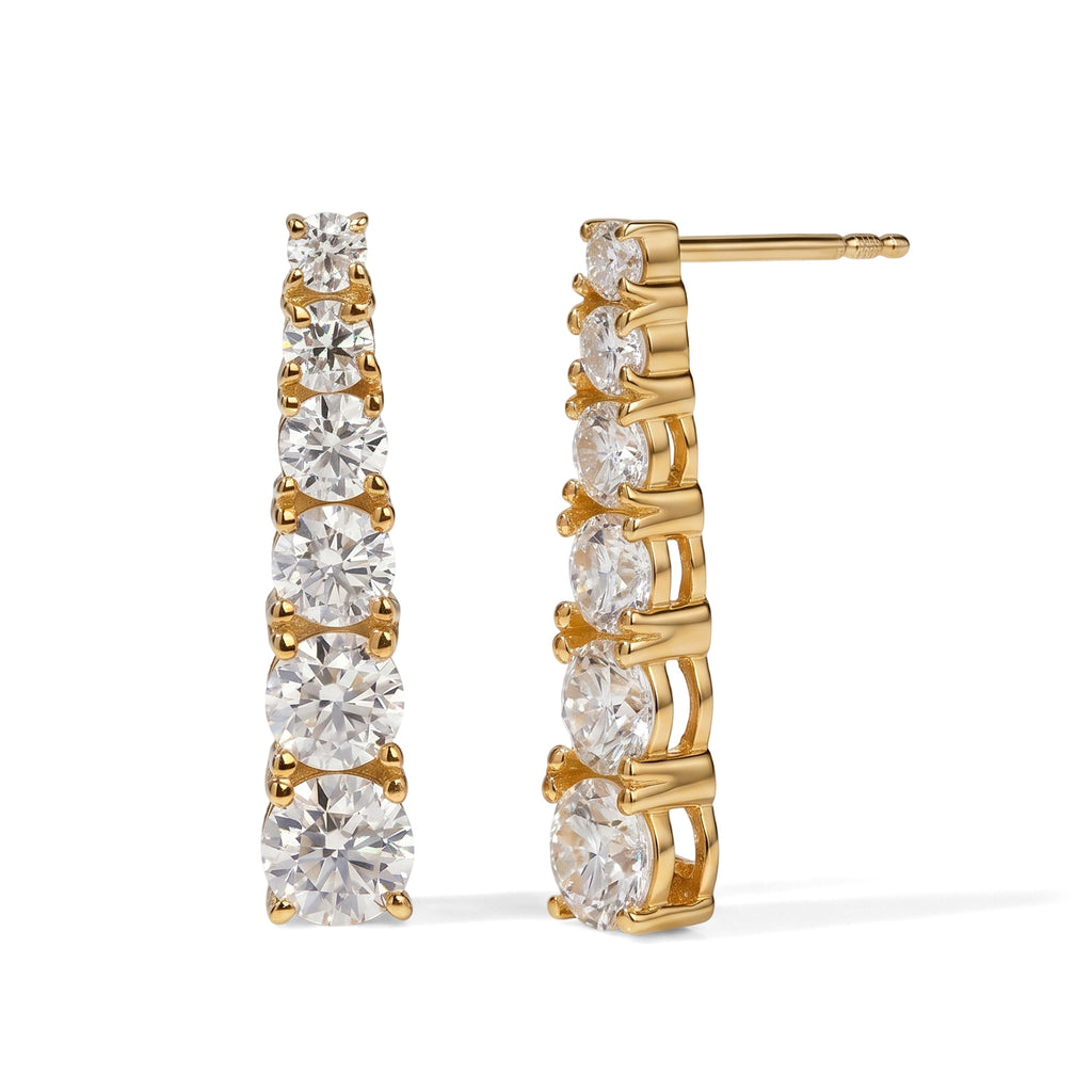 D'Joy - Moissanite Push Post Earring in Yellow Gold Plated Sterling Silver 2.70 Ct._8643575