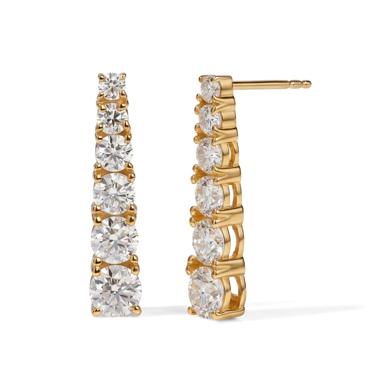 D'Joy - Moissanite Journey Earring with Push Post in Yellow Gold Plated Sterling Silver 2.70 Ct. V32519178 0