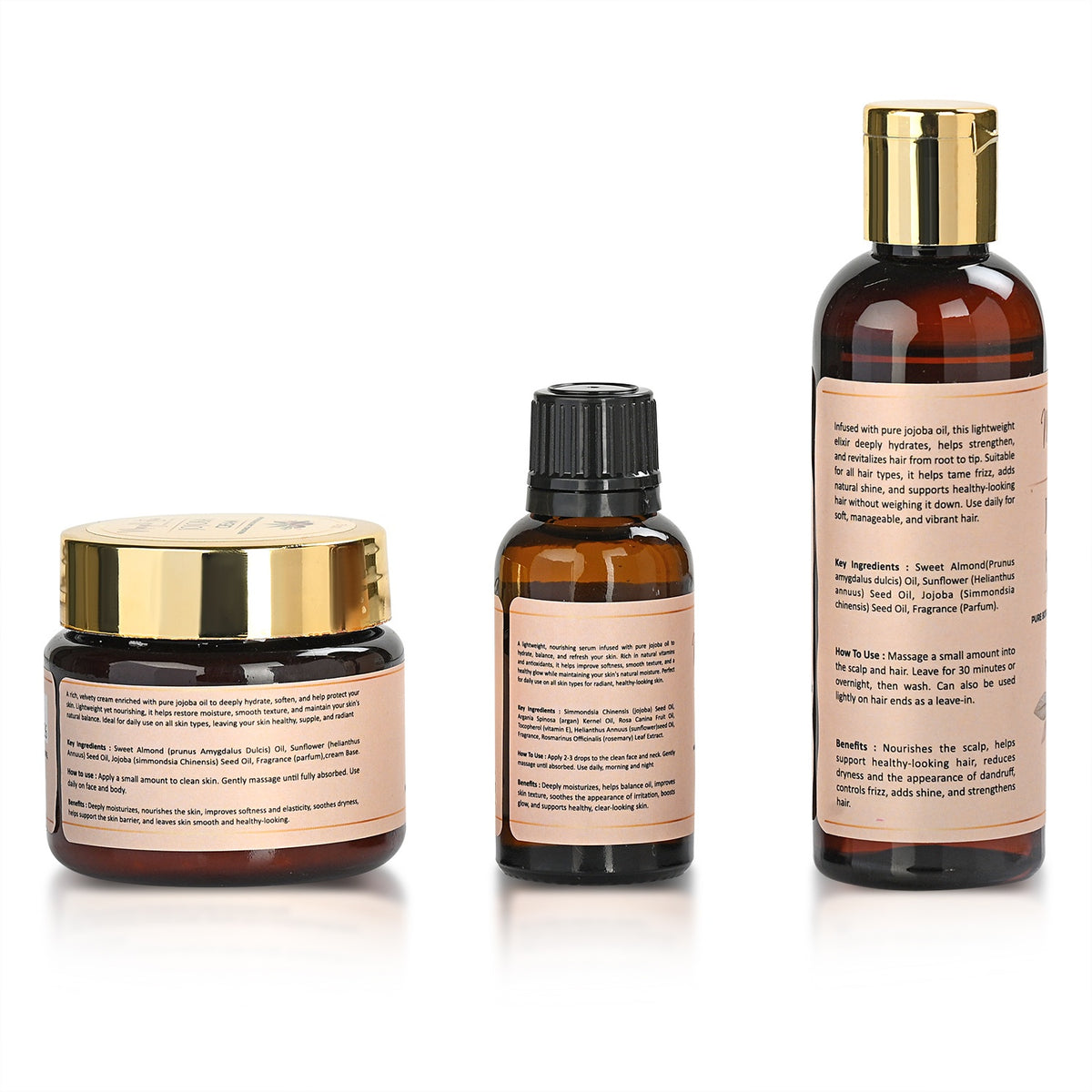 Marigold &amp; Lotus Jojoba Skin &amp; Hair Care Set - Jojoba Moisturising Cream (100G), Jojoba Hair Oil (100ml) &amp; Jojoba Face Serum (30ml) 8644034 4