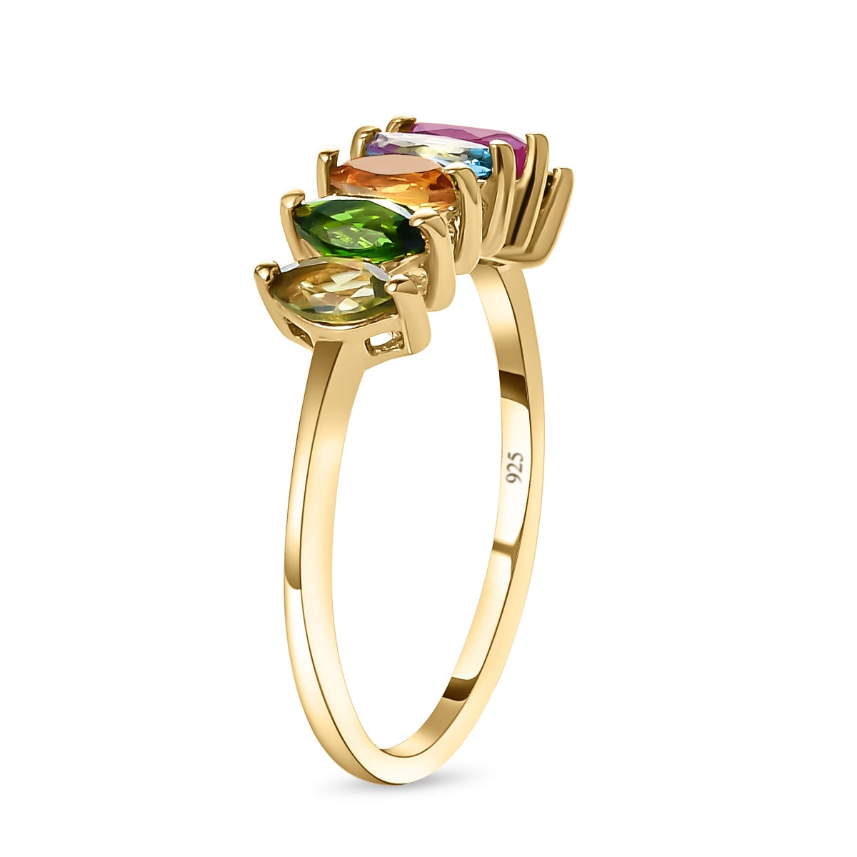 D'Joy Multi Gemstones Cluster Ring in 14K Gold OverlaySterling Silver  1.105  Ct. V32667559 4
