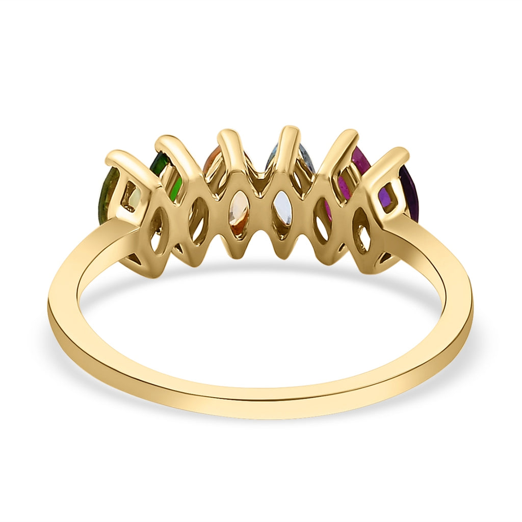 D'Joy Multi Gemstones Cluster Ring in 14K Gold OverlaySterling Silver  1.105  Ct._8644128_4