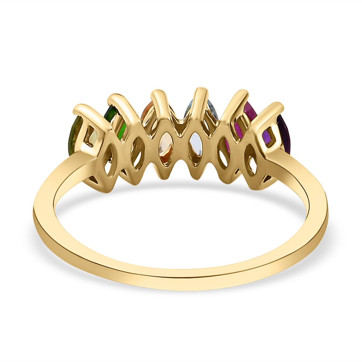 D'Joy Multi Gemstones Cluster Ring in 14K Gold OverlaySterling Silver  1.105  Ct. V32667559 5